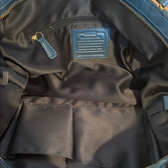 Coach Teal Suede Bag with Gold Accents - Picture 10 of 11